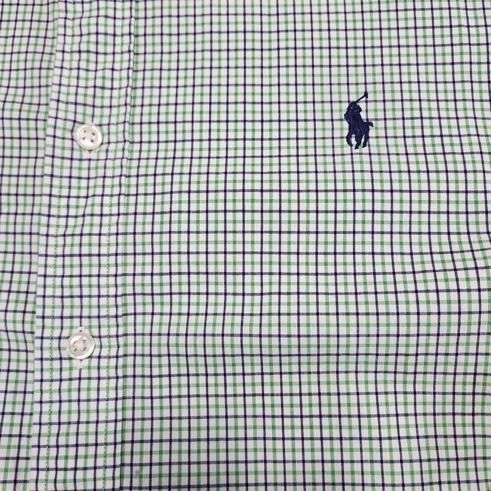 Ralph Lauren Mens Shirt 17.5‎ Green Blue  Checked Button Down Pony Long Sleeve